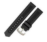 dongriuk Silicone Wristband for Any Watch Rubber watchband Waterproof Soft Watch Strap bracele with Stainless Steel Clasp(Black Silver Clasp,24mm)