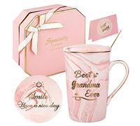 DONGSHANGIFT Taza Abuela Mejor Taza de café Regalo de cumpleaños para la abuela Set de Regalo 420ML (rosa)