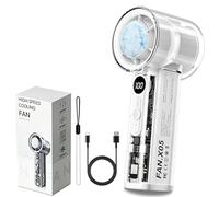 DONGTATA 3-in-1 Ventilador de Mano Turbo Portátil con Placa de Hielo, Velocidad 1-100, Batería 3000mAh, Silencioso, Pantalla LED, Mini Ventilador para Viaje, Oficina, Camping, Exterior