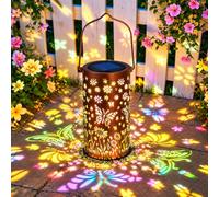 DONGTATA Lámpara Solar Mariposa Exterior Luz Solar de Jardín Linterna Solar Decorativa Colgante Impermeable para Terraza Balcón Césped Patio y Sendero Garden Lanterns