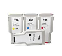 DONGXINGCUNZG Cartucho de Tinta Compatible HP738 738 Tinta 676M6A 676M7A 676M8A 498N8A inyección de Tinta de Color Premium for Impresora DesignJet T950 T850(MK C M Y 300ml)