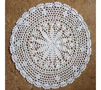 dongzhifeng Encaje Redondo Mesa de algodón Mantel Mantel Plato Almohadilla de Ganchillo Pan Mantel Mantel Taza Taza Mantel Posavasos de té Hecho a Mano Tapete Cocina Blanco Redondo 25cm