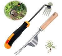 DONGZQAN Extractor de malas hierbas de acero inoxidable, 2 piezas, herramienta de jardinería, herramienta de jardín, herramienta para eliminar malas hierbas, picadora de malas hierbas
