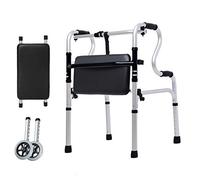 Donhek - Andador plegable de rehabilitación de pie con asiento, bastón de mano, andador médico portátil de rehabilitación de pie con soporte de aleación de aluminio de altura ajustable
