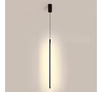 DONHEK Lámpara colgante lineal negra, lámpara colgante de tubo largo, lámpara colgante de noche para dormitorio, lámpara de línea minimalista, luces de techo para sala de estar, oficina, cafetería,