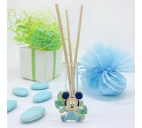 Doni Bomboniere 10 bomboneras perfumadoras con vial de cristal con colgante Baby Mickey Mouse de zamak con pijama. Bombonera ideal para eventos nacimientos, bautizos, cumpleaños de niño. Magia Disney