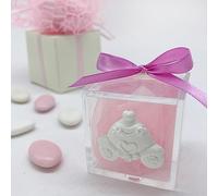 Doni Bomboniere 10 cajas con forma de cubo de plexiglás transparente 5 x 5 x 5 con tiza Carruaje, tema cuento de hadas para eventos como cumpleaños para niña