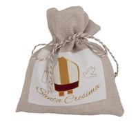 Doni Bomboniere 12 bolsitas para peladillas con inscripción de Santa y símbolos sagrados, sombrero de obispo con cuerda, ideas de regalo completas originales económicas