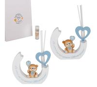 Doni Bomboniere Bautizo 1 unidad difusor esencia con osito primer cumpleaños globo entre las manos en la base hay la inscripción La vida es una aventura maravillosa ideas regalo completas originales