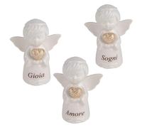 Doni Bomboniere Bautizo 1 unidad Estatuilla con forma de angelito con corazón entre las manos surtido en tres modelo palabras alegría amor o sueños ideas regalo completas originales baratas