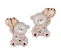 Doni Bomboniere Bautizo 1 unidad lámpara LED con osito primer cumpleaños globo entre las manos y lazo rosa al cuello Ideas regalo completas originales baratas