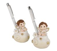 Doni Bomboniere Bautizo 2 uds. Ángel sentado con nube decorada comunión confirmación estrellas color oro alojamiento que acoge un bolígrafo glitter ideas regalo completas originales baratas