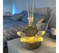 Doni Bomboniere Bautizo - Lámpara LED con flor de cristal y tubo de ensayo, ambientador para ambiente con aplicación de elefante celeste, nacimiento, primer cumpleaños, ideas completas originales