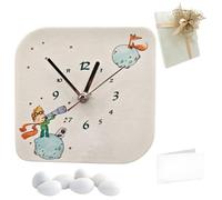 Doni Bomboniere Bautizo - Reloj de piel sintética con impresión de pequeño príncipe y zorro en el espacio, comunión, cumpleaños, personalizable, artesanal, original (mod. 26-16 x 16 cm)