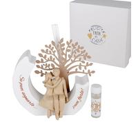 Doni Bomboniere Boda 1 unidad ambientador con pareja sentada aniversario en una media luna donde está impresa la frase Si puedes soñarlo... Hacerle a los hombros un exuberante árbol de la vida