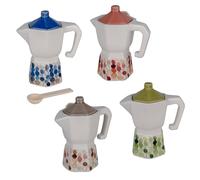 Doni Bomboniere Boda - Azucarero de moka de cerámica italiana en 4 variantes diferentes con motivo punteado acompañado de cucharilla de madera ideas útiles novios boda original