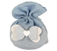 Doni Bomboniere Bolsita para peladillas de bautizo con doble lazo central blanco y lunares corazoncitos cómodos y tirantes, ideas de regalo completas originales económicas, 12 unidades