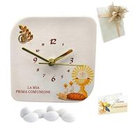 Doni Bomboniere Comunión 1 unidad reloj de ecopiel con impresión con símbolos sagrados cáliz y hostia regalo originales personalizables artesanales originales completos (MOD. 22-16 x 16 cm)