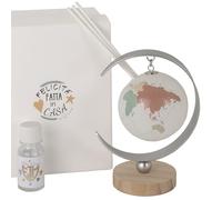 Doni Bomboniere Comunión difusor esencia en forma de confirmación boda aniversario mapa mundo con continentes de colores base de madera y soporte de metal ideas regalo completas originales baratas