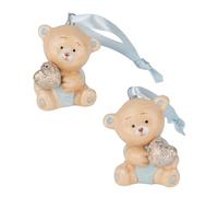 Doni Bomboniere Nacimiento 12 uds. Colgador tierno osito celeste niño primer cumpleaños con corazón entre las manos surtido en dos modelos ideas regalo completas originales baratas