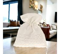 Doni Bomboniere Primera 12 bolsas de algodón blanco con comunión Santa confirmación primer cumpleaños boda aniversario parte inferior encaje ideas regalo completas originales económicas