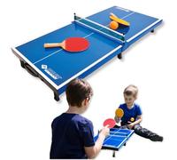 Donic-Schildkröt 838576 - Juego Completo de Mesa de Ping Pong (2 Palas y 1 Pelota, Plegable, tamaño maletín, 68 x 33 x 9 cm), Color Azul