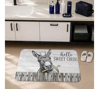 Donkey - Alfombras de baño, diseño rústico con sombrero de cepillo de dientes gris para dormitorio universitario, alfombra de baño para tocador, decoración de fregadero, 20 x 32 pulgadas