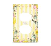 Donkey - Cubierta de pared dúplex para pared, bolas de aire divertidas y fantasiosas flores primavera de plástico amarillo tamaño estándar, doble toma de corriente para el hogar, sala de estar