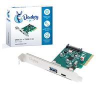 Donkey pc Tarjeta de expansión PCI Express con 1 Puerto USB 3.1 Type A + 1 Puerto USB 3.1 Tipo C. Adaptador pci Express a USB y Tipo USB C. Plug & Play + Hot Swap, Transferencia 10 Gbps.