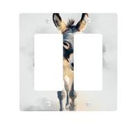 Donkey - Placas de cubierta para interruptor de luz/cubiertas de tomacorriente, diseño de animal gris suave para decoración rústica, placas de pared termoplásticas, balancín doble de tamaño estándar