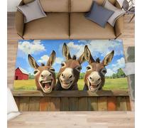 Donkey Rug - Alfombra de 60 x 110 pulgadas, alfombra de animales de granja para dormitorio, alfombras de burro de dibujos animados para sala de estar, alfombra lavable para habitación de niños y niñas