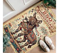 Donkey Runner - Alfombra rectangular con diseño de flores y estrellas, color rojo, pelo bajo, no se desprende, para cocina, entrada, baño, puerta, decoración de 2 x 3 pies