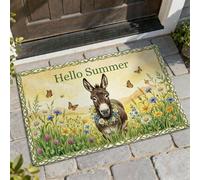 Donkey - Tapete para puerta de bienvenida, diseño de mariposas de verano, color verde de verano, resistente al deslizamiento, debajo del felpudo para decoración del hogar para entrada, al aire última