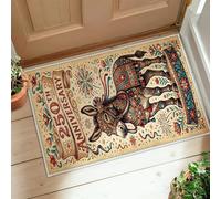 Donkey - Tapete rectangular de pelo bajo con diseño de flores, estrellas, aniversario, rojo, no se desprende, para cocina, puerta, entrada, mesita de noche, 2 x 3 pies