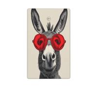 Donkey wearing Red Sunglasses Single Toggle Blank Wall Plate Light Switch Cover Decorative 1 Gang for Kitchen Room Bathroom Size 11.4x7cm