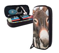 Donkeys are The Ones with Real Horse Leather Pencil Case Large Capacity Pen Bag Pencil Pouch Stationery Organizer with Zipper Storage Box