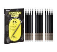 Donluhu 12 minas de repuesto borrables de 0,7 mm, 400 m de longitud de escritura en negro, compatible con Pilot FriXion Ball & Clicker y Eberhard Faber, mina de repuesto para bolígrafo de gel borrable