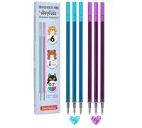 Donluhu Recambios para bolígrafos borrables [3 turquesa, 3 violeta, paquete de 6 unidades], altura 13 cm, compatible con Legami y otras marcas que utilizan minas estándar de 13 cm, punta de bolígrafo
