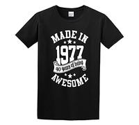 Donna Made In 1977 4 Years of Being Stupenda Rosa Unisex 100% Cotton Short-Sleeve T-Shirts Black XXL