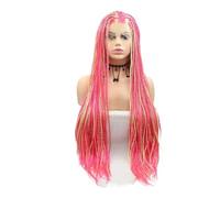 Donne capelli 24 pulgadas rosa rubia color mezclado trenzado sintético Encaje frente Pelucas para las mujeres negras resistente al calor fibra extensiones de pelo