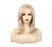 Donne capelli 40 cm mujeres Niñas corto sintético lado peluca de pelo rubio claro Color pelucas de hombro Extensiones de pelo