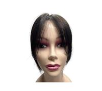 Donne Capelli 7x9cm Pinzas de cabello de encaje suizo Tejido a mano Cabello humano real Flequillo francés Extensiones de cabello ligero y transpirable Extensiones de cabello de 10 pulgadas Natural