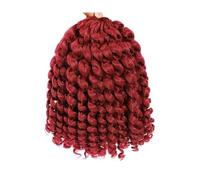 Donne Capelli 8 pulgadas Jamaican Bounce Ganchillo Pelucas, Pelo Rizado rizado trenzado para mujeres negras 3PCS Extensiones de pelo (RED)