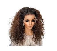 Donne Capelli Peluca sintética rizada larga y rizada sin pegamento, con encaje frontal HD, predepilada, morena y rubia, para mujeres negras Extensiones de cabello (26 pulgadas)