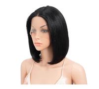 Donne Capelli Pelucas de pelo humano liso 13 x 6 x 1 con raya en T y raya central, densidad 180 °, para mujeres extensiones de cabello (negro natural, 12 pulgadas)