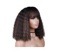 Donne Capelli Pelucas sintéticas onduladas y rizadas de 40 cm con flequillo, para mujeres extensiones de cabello (marrón rubio)