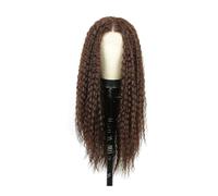 Donne Capelli Pelucas sintéticas rizadas y onduladas sin pegamento de 71 cm con encaje frontal HD, pelucas en T de 33 x 10 x 25 cm, listas para usar a diario. Extensiones de cabello(marrón)