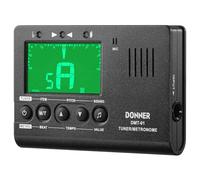 Donner Afinador de Guitarra Metrónomo sintonizador digital para Guitarra/Bajo/Ukulele/Violín/Afinador Cromático Clip con Pantalla LCD, 3 en 1 sintonizador metrónomo generador de tono(DMT-01)