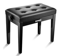 Donner Banco de Piano Ajustable, Banco de Teclado de Madera Maciza con cojín de esponjas de Alta Densidad, Taburete de Piano de Madera con Dispositivos de elevación de Metal, Color Negro