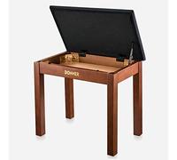 Donner Banco de Piano con Almacenamiento, Banco de Teclado de Madera Maciza con Cojín de Gamuza de Alta Densidad, Marrón